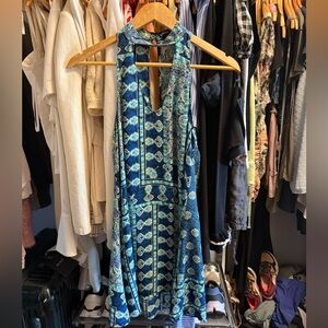 Olivaceous Blue and Green Mini Dress